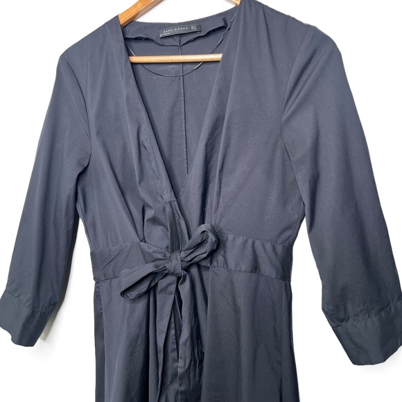 ZARA WOMAN Black Wrap Tie Front Cascading Ruffle High-Low Tunic Top Size Medium - Picture 3 of 8